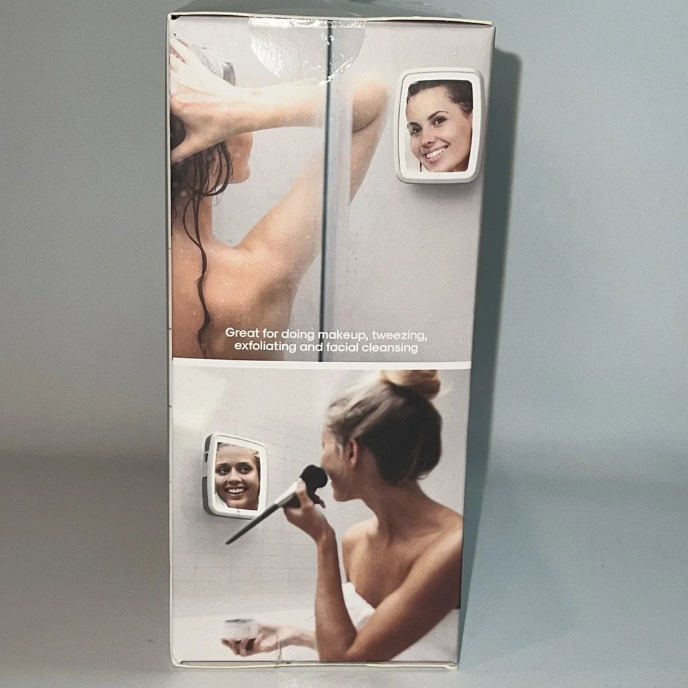 Atomi Fog Resistant LED Shower Mirror Razor Hooks Suction Rechargeable New White